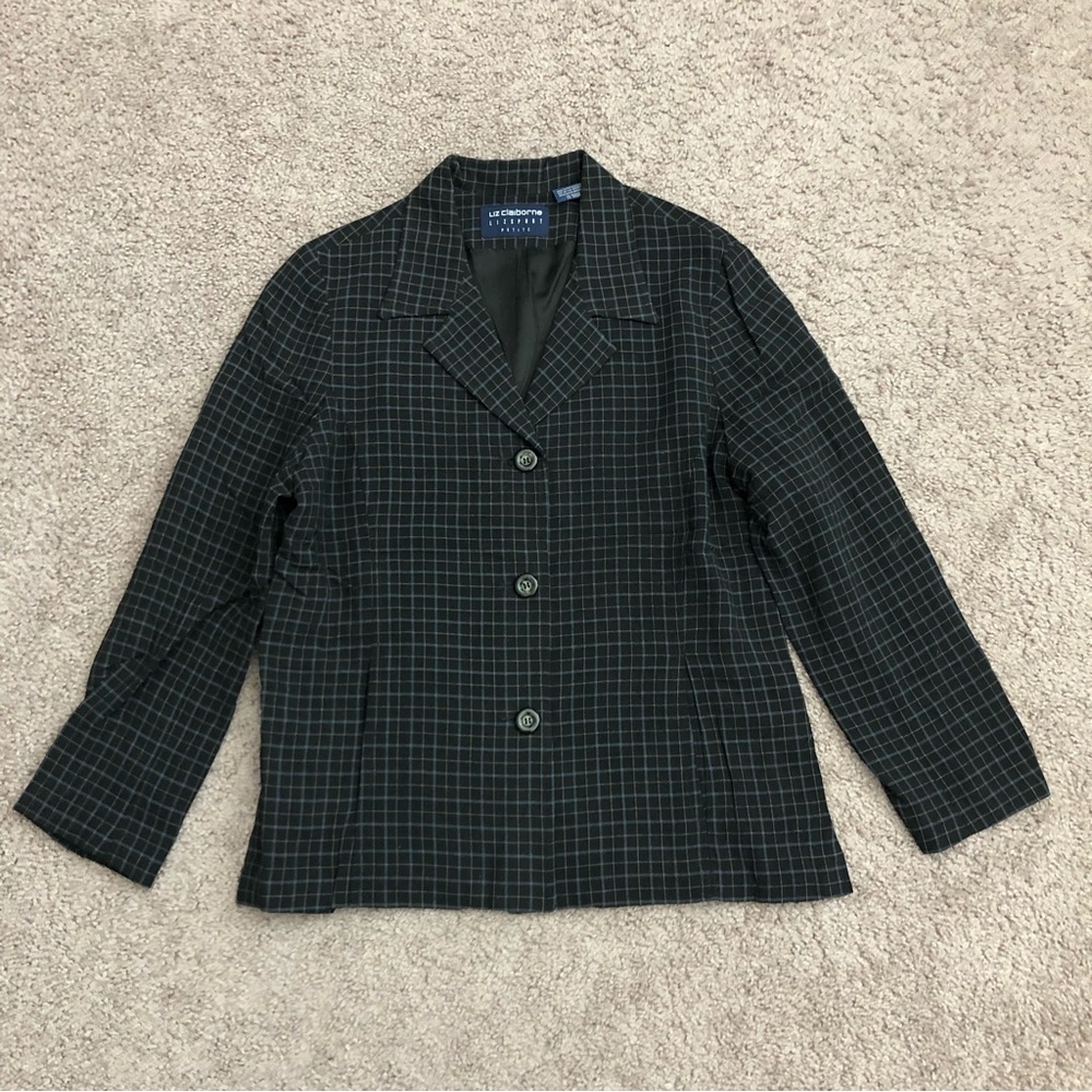 Liz Claiborne Lizsport Plaid Blazer Size 10 Petite